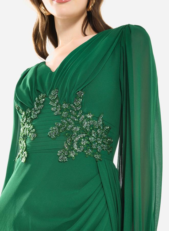 House of Moda Women Flowing Cape Embellished Maxi Dress - Image 4